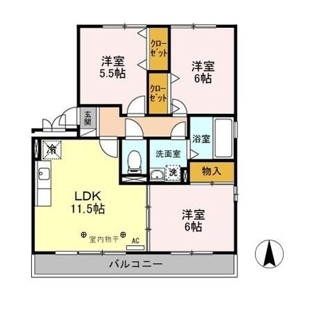 宇都宮駅 徒歩33分 3階の物件間取画像